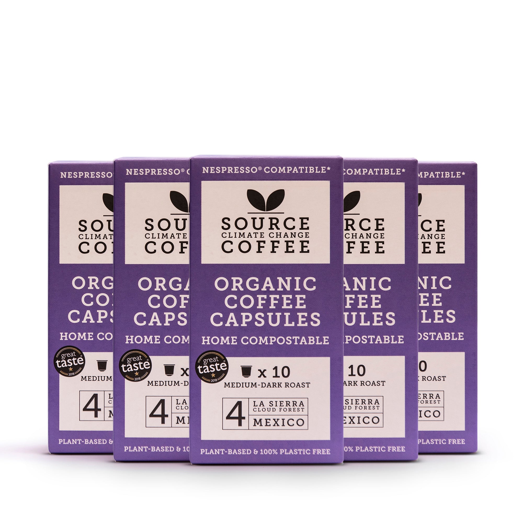 Mix of 50 x Organic & Biodegradable Nespresso ® Compatible Coffee Capsules Monthly Subscription - Source Climate Change Coffee