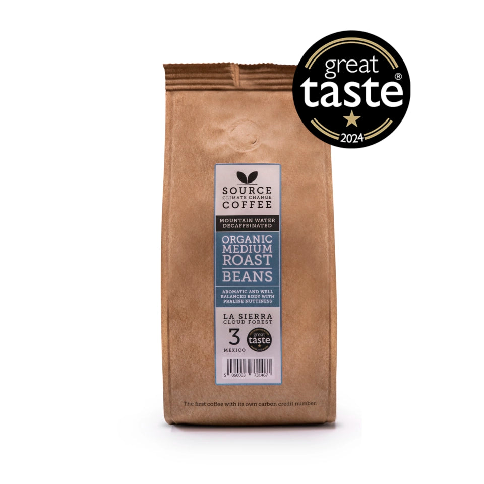 Organic Decaffeinated Coffee Beans La Sierra Cloud Forest: Mexico Strength 3 - Source Climate Change Coffee