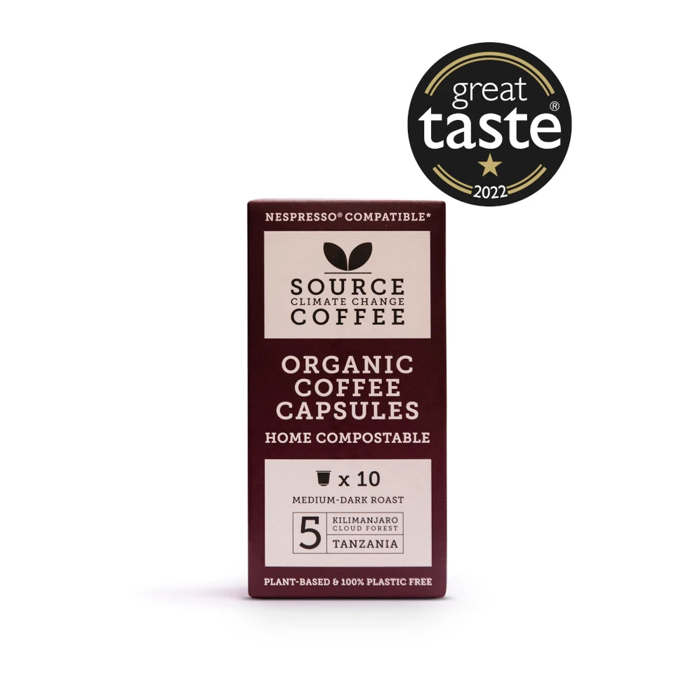 10 x Organic Home Compostable Nespresso ® Capsules Tanzania - Source Climate Change Coffee