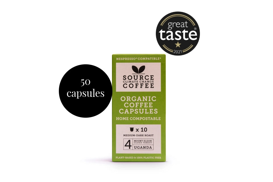 50 x Organic & Biodegradable Nespresso ® Capsules - Mount Elgon Uganda - Source Climate Change Coffee