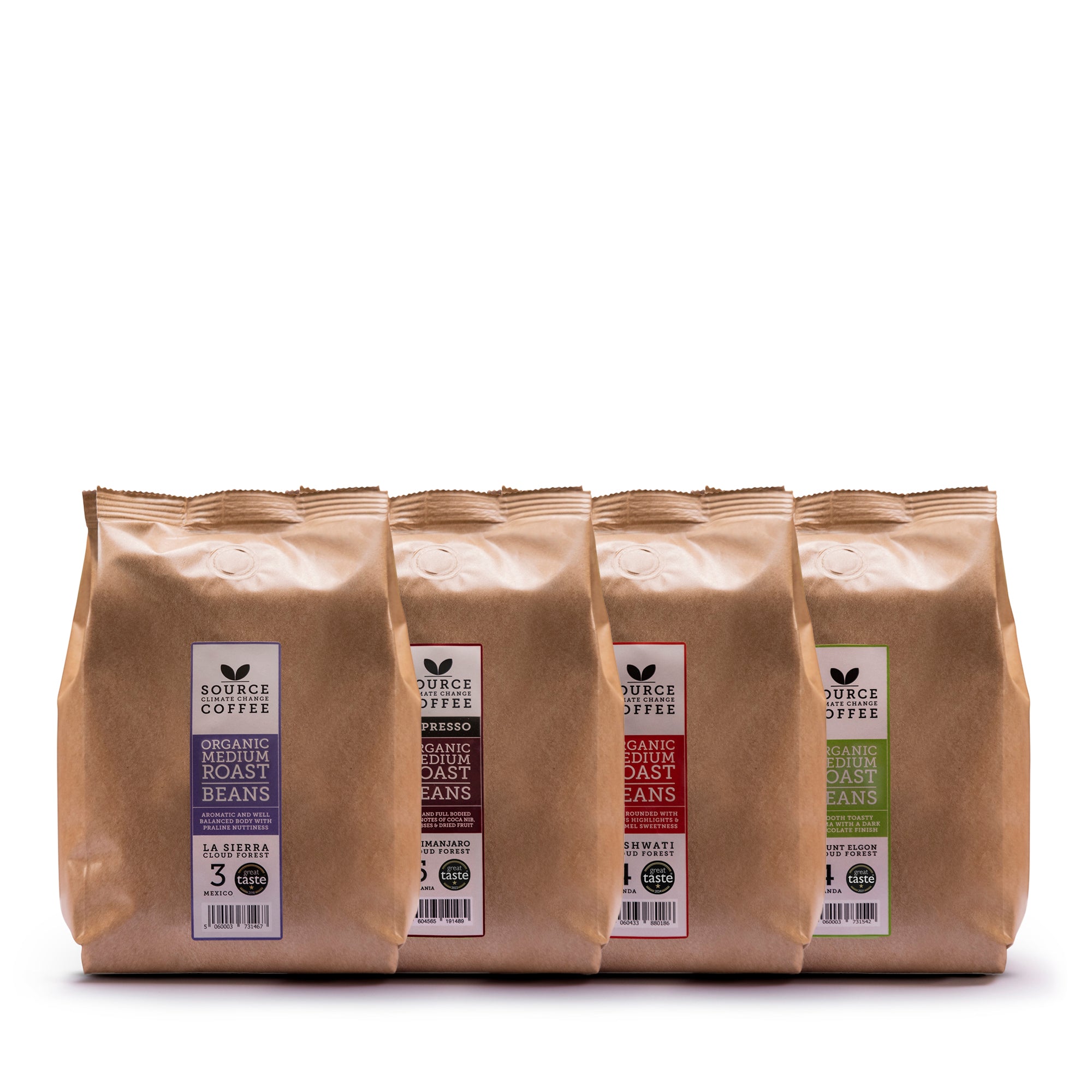 Gift Pack of Great Taste Award Winning Beans 4 x 500g Single Origin Coffee Beans