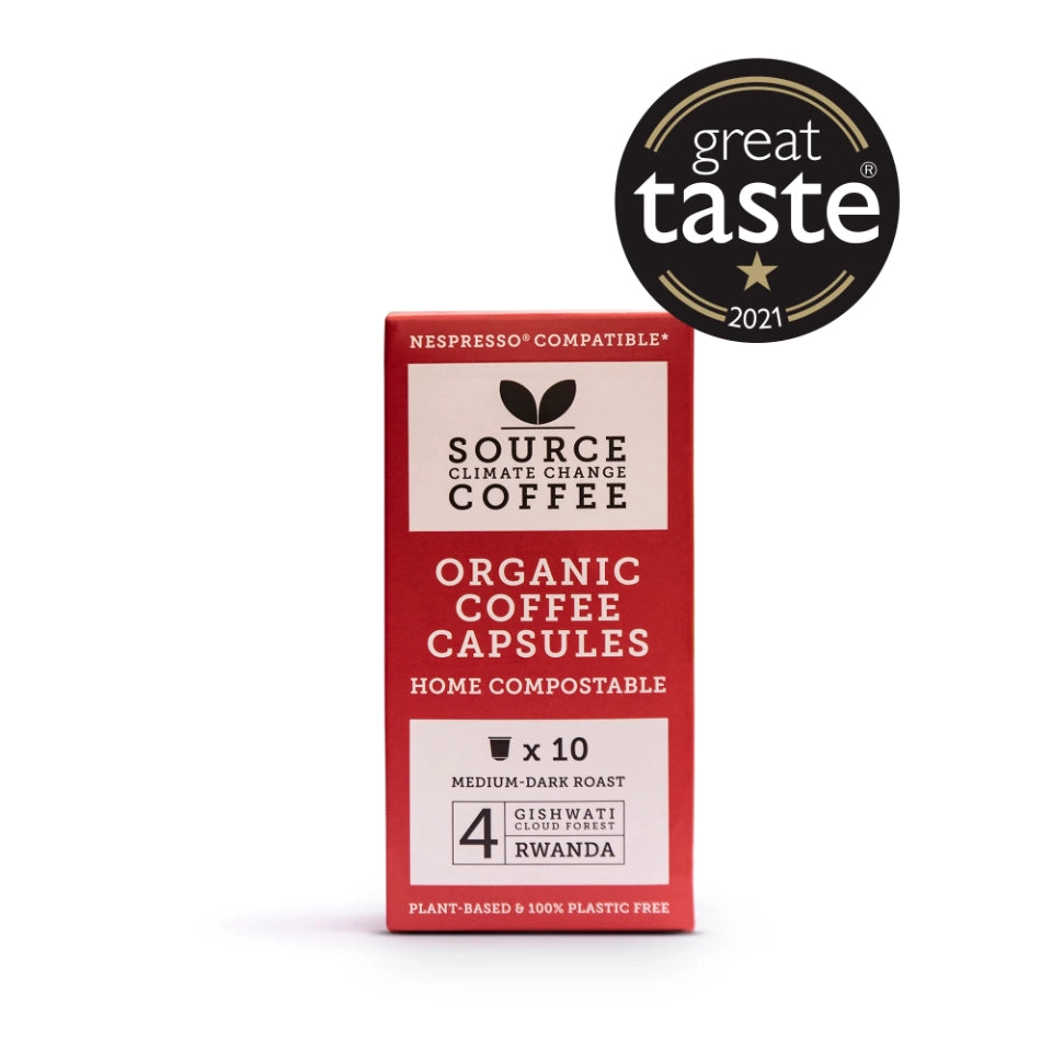 10 x Organic Home Compostable Nespresso ® Capsules Rwanda - Source Climate Change Coffee