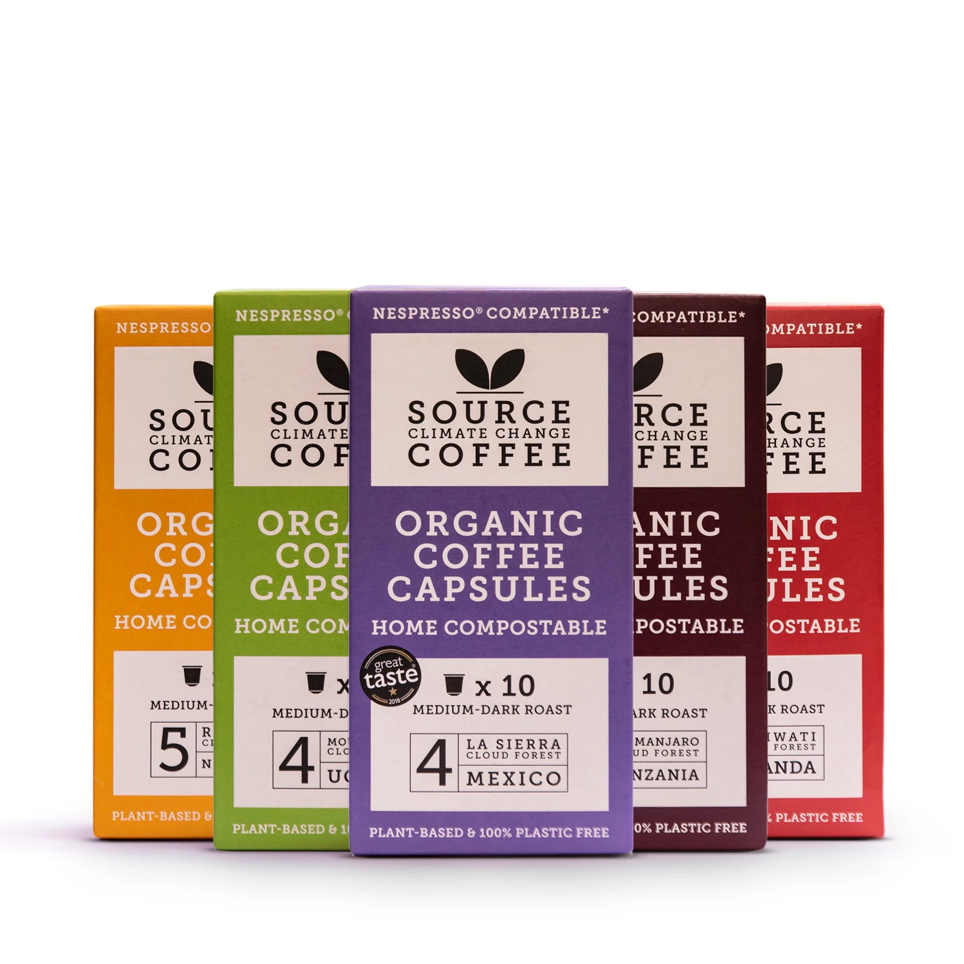 50 x Organic & Biodegradable Nespresso ® Capsules - Taste Collection - Source Climate Change Coffee